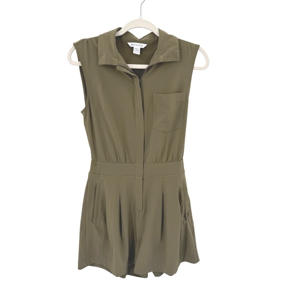 Athleta Pants - Athleta Brooklyn Utility Romper Olive Green Sleeveless Zip Front 4T TALL